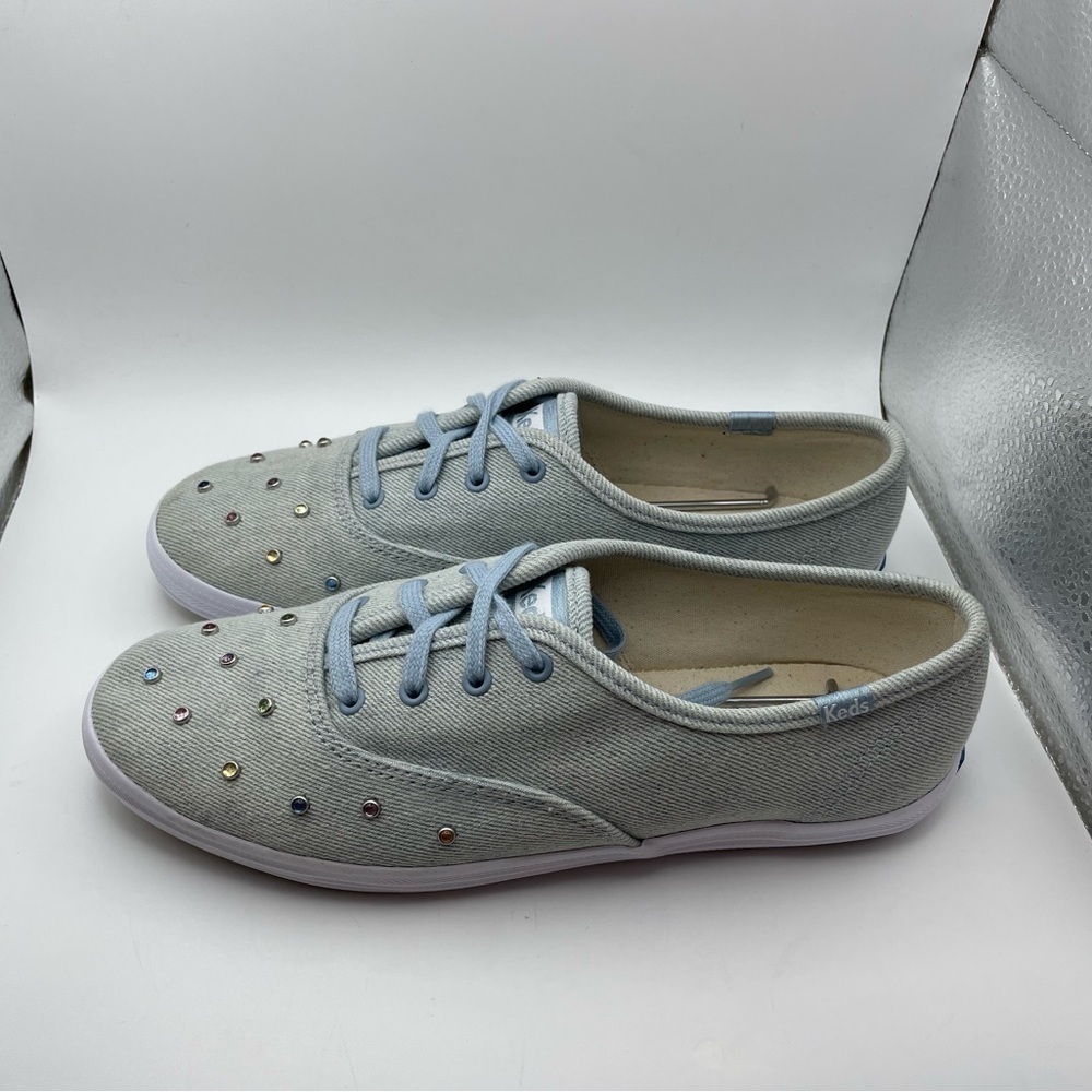 Keds light blue denim with colorful gems sneakers size 7.5